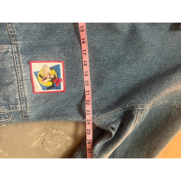 Vintage 90s Denim jacket, Jean Jacket, Oversized, Goofy Patch - Picture 5 of 7
